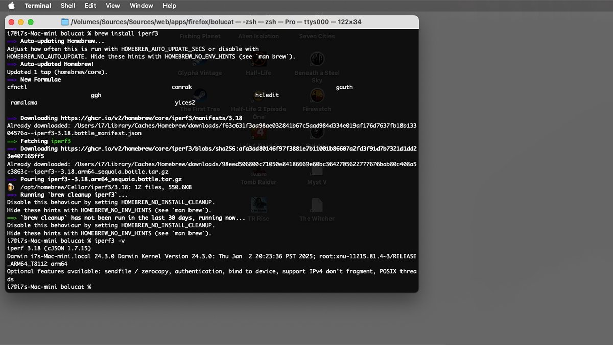 Use the Homebrew package manager on macOS to install iperf3.