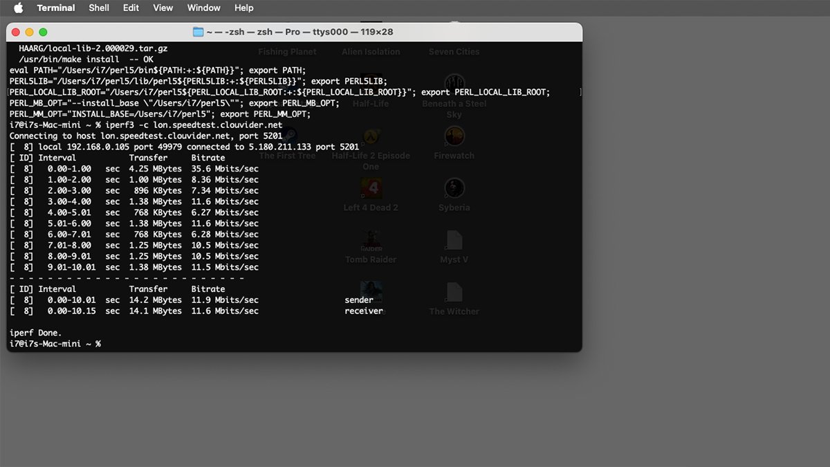 Use the Terminal app to run iperf3 tests.