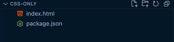 VSCode file browser display two files: index.html and package.json