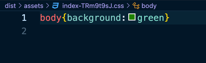 VSCode editor displaying a minified CSS file