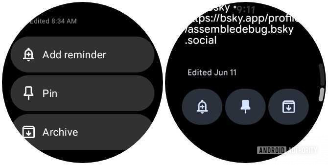 Google Keep for Wear OS Material 3 Expressive changes (3)