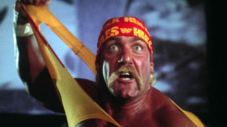 Hulk Hogan, ripping off his shirt, threatning people in Gremlins 2: The New Batch