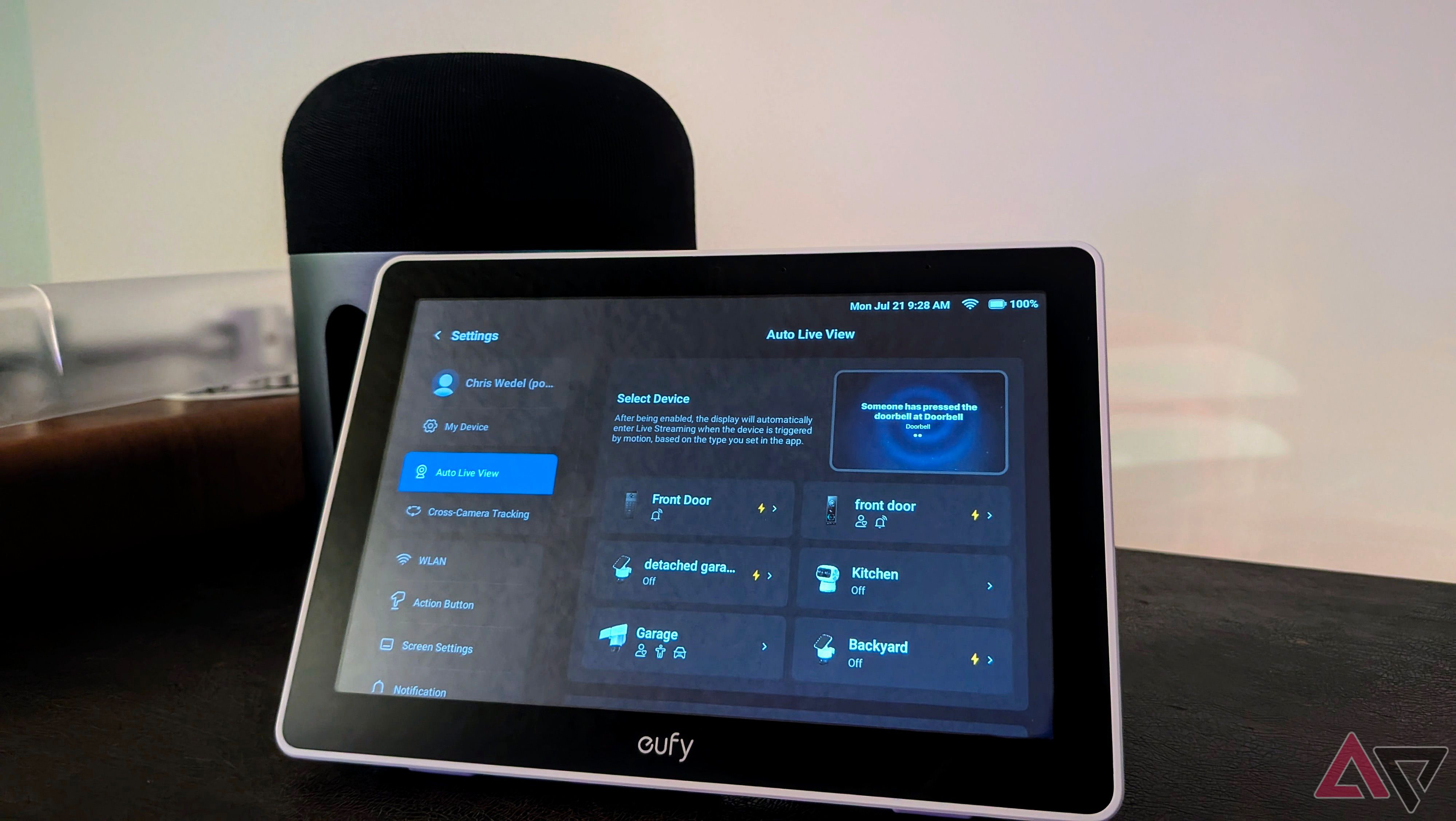  eufy Smart Display E10 showing the settings page