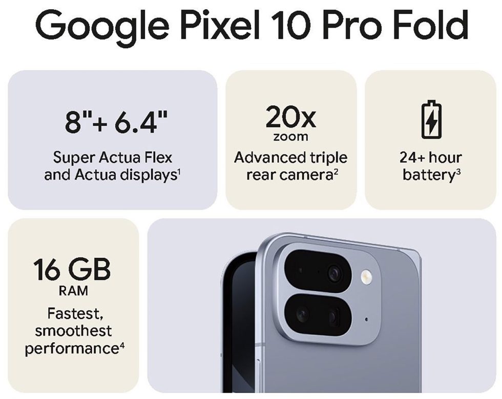 Pixel 10 Pro Fold Specs