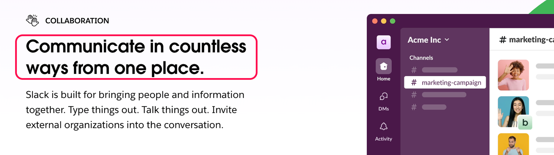 Headline that says: Communicate in countless ways from one place.