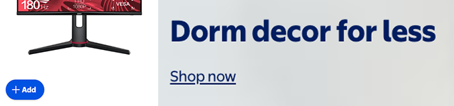 Button that says: Add +. And a link labeled: Shop now.
