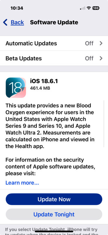 iOS 18.6.1 update