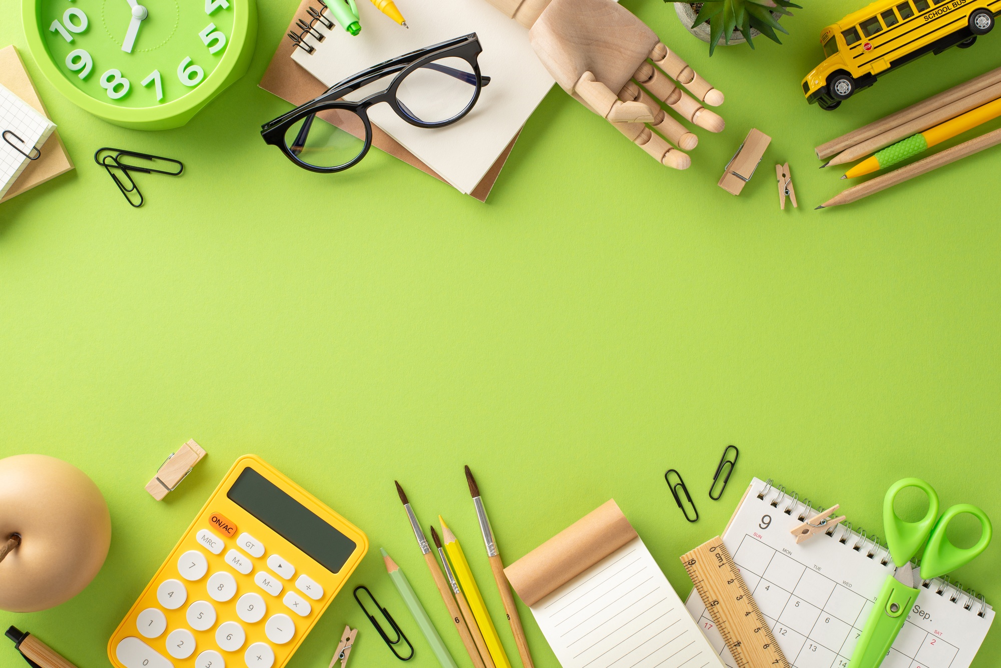 Embrace the essence of educational journey with this top-view shot displaying schedule
