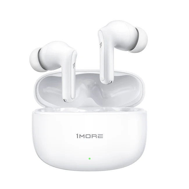 1MORE ANC TWS Q21 true wireless headphones in a charging case, featuring a sleek white design.
