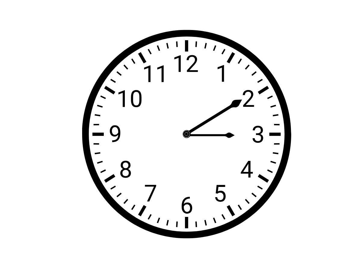 Hand clock face with time at 3:10.