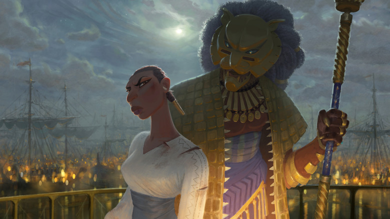 Winnie Harlow's Noni looking angrily at Cress Williams' The Lion on Eyes of Wakanda