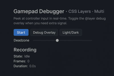 Recording panel in its idle state, with only the start button active