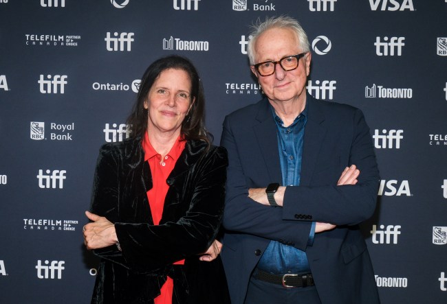 TORONTO, ONTARIO - SEPTEMBER 10: (L-R) Laura Poitras and Mark Obenhaus attend the premiere of 