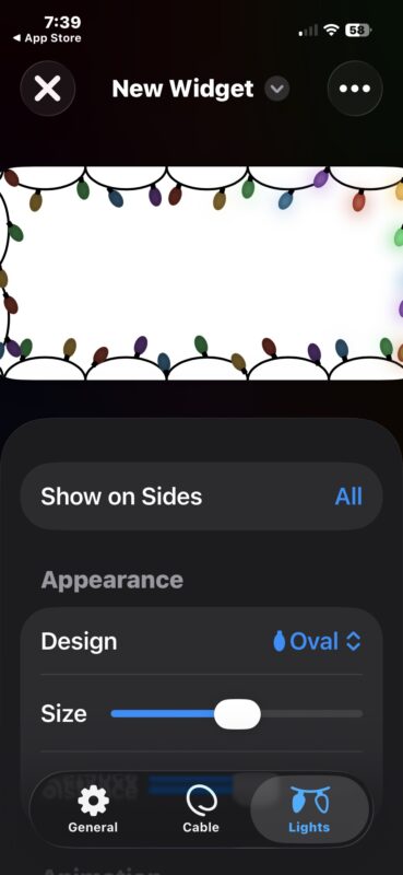 Customize the Festivitas Christmas lights widget and add it to your iPhone Home Screen