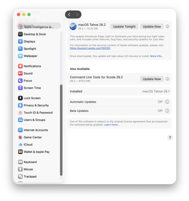 macOS Tahoe 26.2 update complete with a buggy UI in Software Update is representative of Tahoe