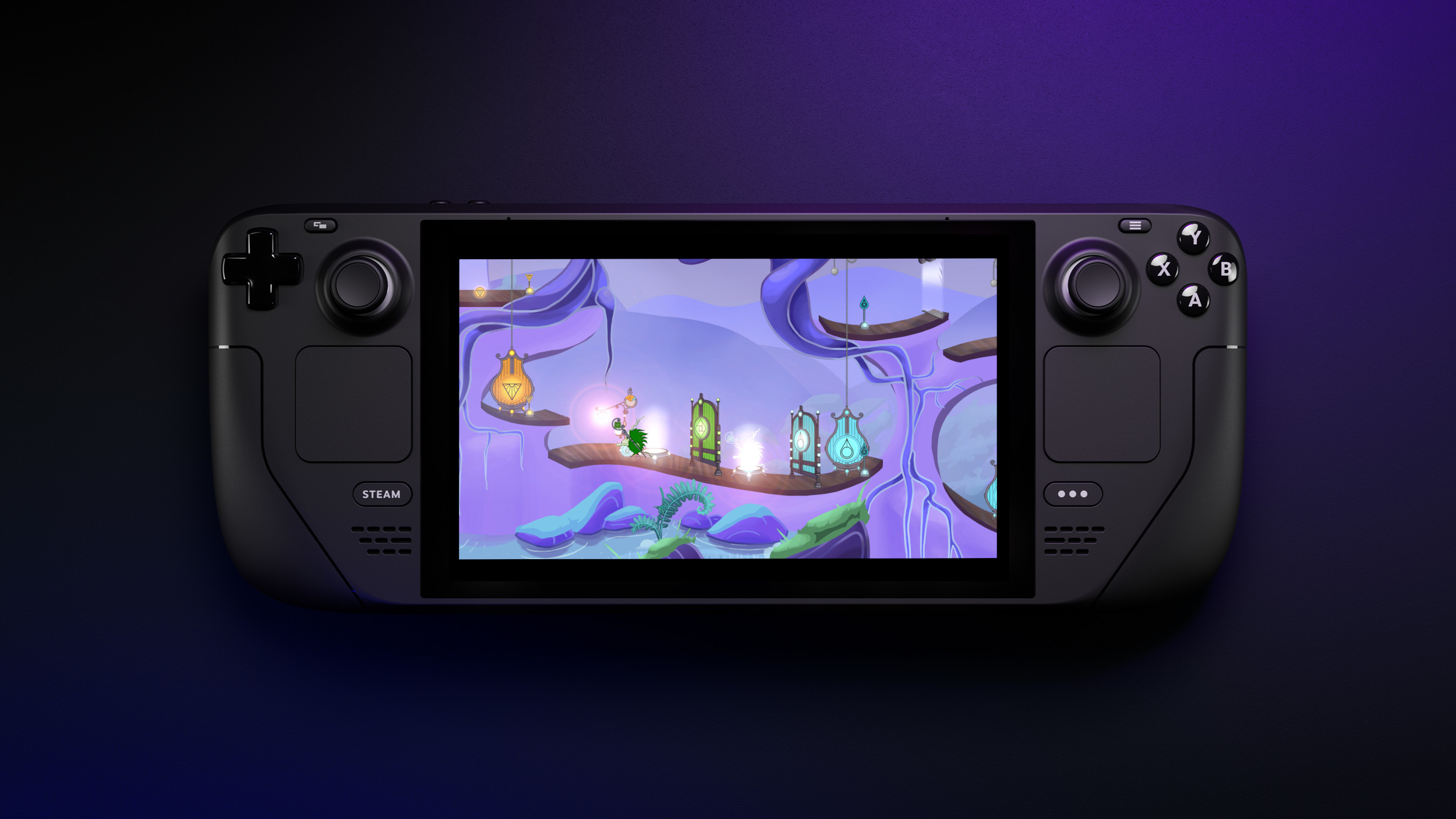 a Steam Deck running Way of Rhea